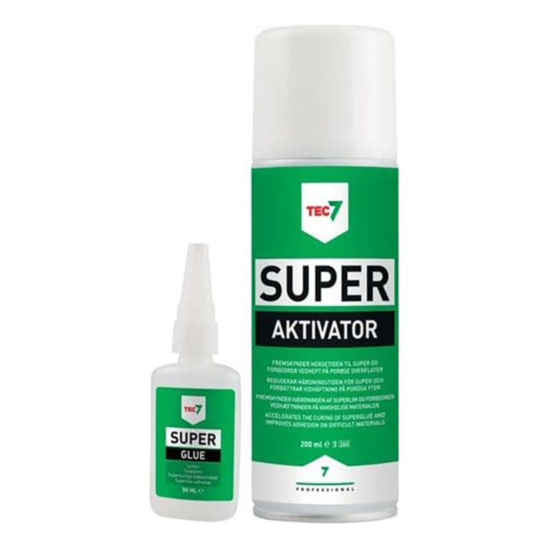 Tec7 Super Glue 50ml & Activator 200ml Kit