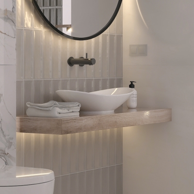 Nara Gris Gloss Ceramic Wall Tile 30x7.5cm