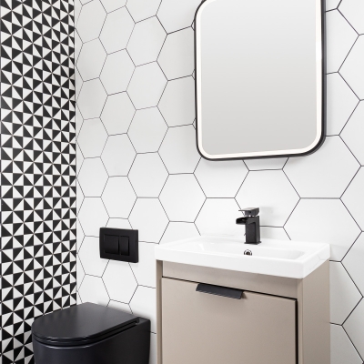 Hexagon Basic White Porcelain Tile 25X22cm