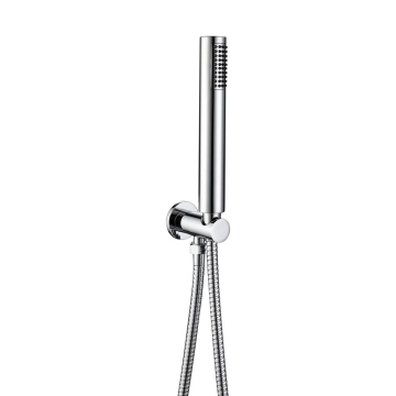 Round Chrome Outlet and Parking Bracket with Shower Handset and Hose