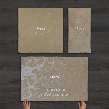 Kota Yellow Limestone Hand-Cut Calibrated Natural Paving Patio Pack B / 15.12m&sup2;