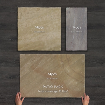 Mint Sandstone Paving Hand-Cut Calibrated Patio Pack 15.12m²