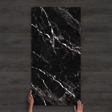 Kawala Nero Marble-Effect Gloss Porcelain Tile 120x60cm