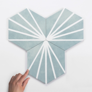 Lilypad Hexagon Aguamarina Matt Porcelain Tile 23x20cm