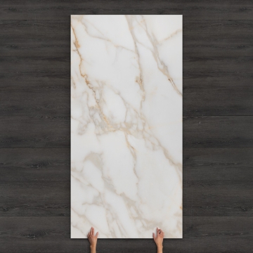 Alex Calacatta Marble-Effect Polished Porcelain Tile 240x120cm