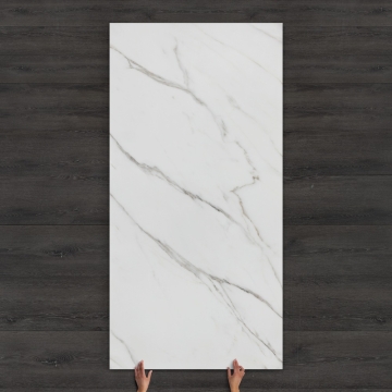 Pacific White Marble-Effect Polished Porcelain Tile 240x120cm