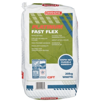 Evo-Stik Platinum Rapid-Set Flexible Tile Adhesive White 20kg
