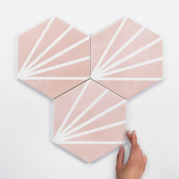Lilypad Hexagon Rosa Matt Porcelain Tile 23x20cm
