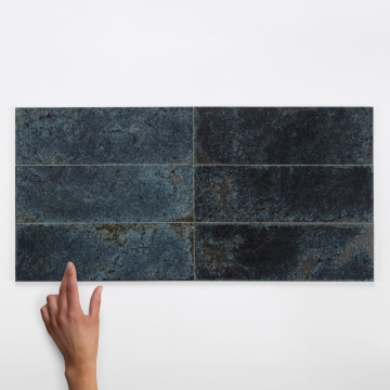 Metro Alma Azul Gloss Porcelain Wall Tile 30x10cm