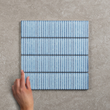 Metro Soldeu Blue Ceramic Textured Gloss Ceramic Wall Tile 30x7.5cm