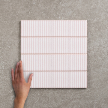 Metro Soldeu Pink Ceramic Textured Gloss Ceramic Wall Tile 30x7.5cm