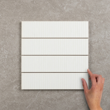 Metro Soldeu White Ceramic Textured Gloss Ceramic Wall Tile 30x7.5cm