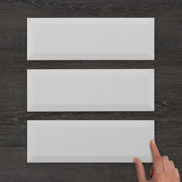 Metro XL White Bevelled Ceramic Matt Tile 30x10cm