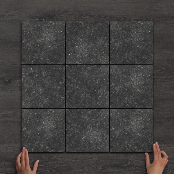 Outdoor Porcelain Cobble Pierre Black Textured Tile 20x20cm