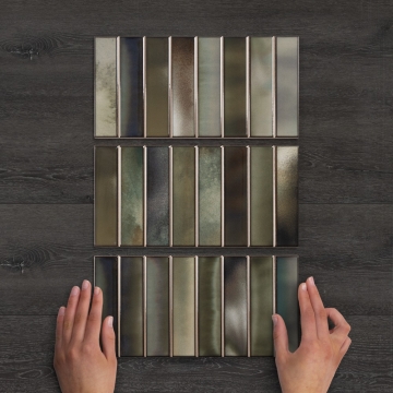 Borealis Green Décor Gloss Ceramic Tile 30x15cm