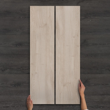 Outdoor Riverwood Pearl Wood-Effect Matt Porcelain Tile 120x30cm