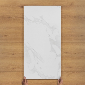 Statuario Light Marble-Effect Gloss Porcelain Tile 120x60cm