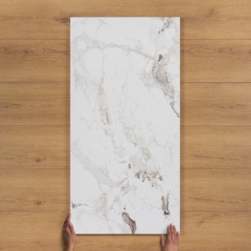 White Jaguar Marble-Effect Gloss Porcelain Tile 120x60cm