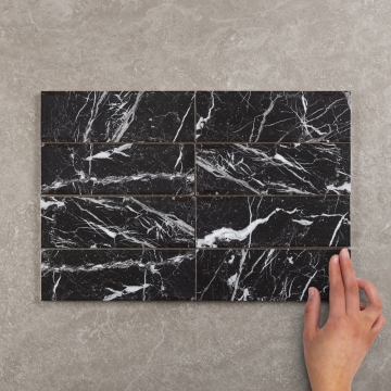 Marquina Ceramic Gloss Wall Tile 22.5x7.5cm