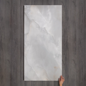 Dexter Dove Marble-Effect Gloss Porcelain Tile 160x80cm