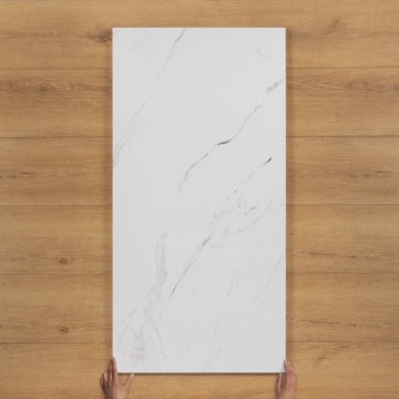 Roman Statuario Marble-Effect Gloss Porcelain Tile 120x60cm