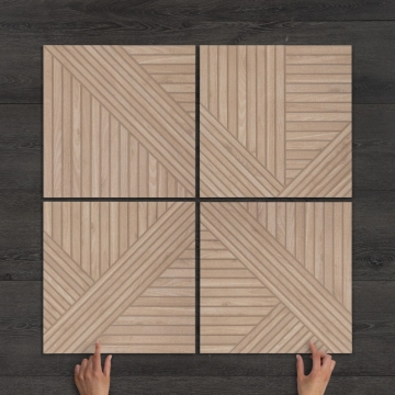 Tangram Oak Wood-Effect Matt Porcelain Tile 44.2x44.2cm