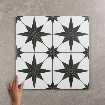 Stella Nero Matt Porcelain Tile 25x25cm