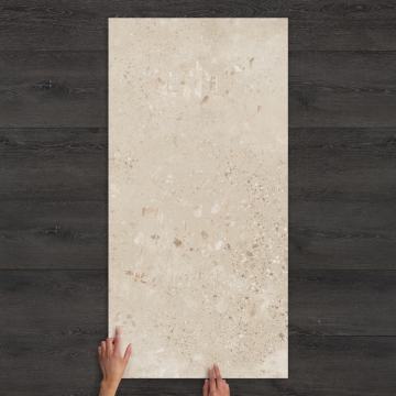 Udino Beige Terrazzo-Effect Matt Porcelain Tile 120x60cm