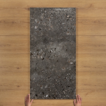 Udino Nero Terrazzo-Effect Matt Porcelain Tile 120x60cm