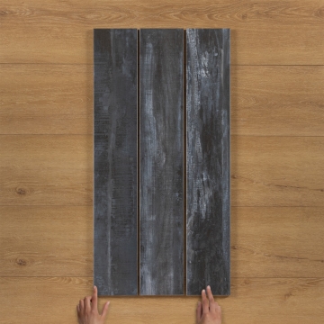 Yakarta Negro Wood-Effect Matt Porcelain Tile 90x15cm