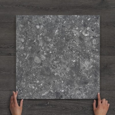 Outdoor Black Terazzo-Effect Matt Porcelain Tile 60x60cm