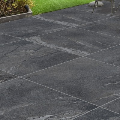 Outdoor Earth Nero Marble-Effect Matt Porcelain Tile 60x60cm