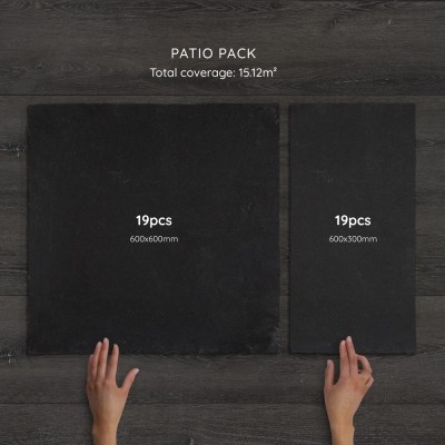 Black Limestone Paving Hand-Cut Natural Patio Pack 10.26m²