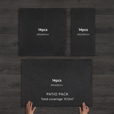 Black Limestone Paving Hand-Cut Calibrated Patio Pack 15.12m²