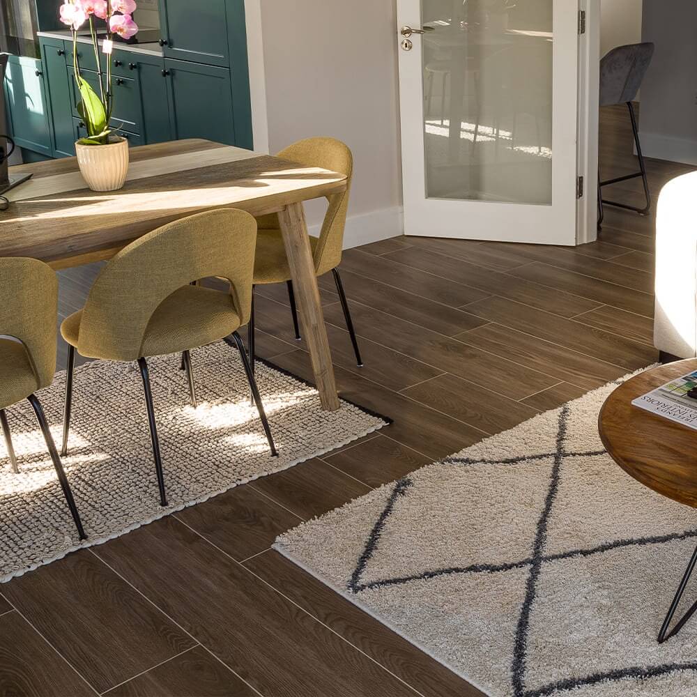 A gorgeous wood tiles kitchen floor installed in Ireland