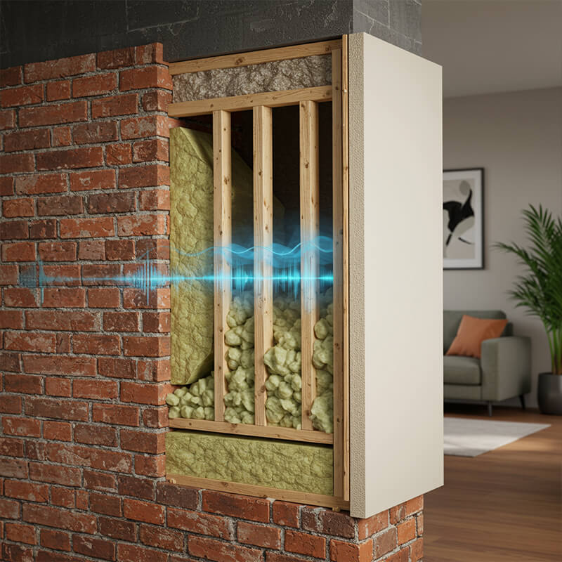 Stud wall with insulation to soundproof walls from noisy neighbours